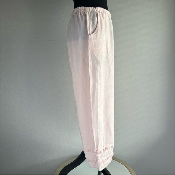 Bryn Walker 100% Linen Bloomer Pant Womens Small Light Pink High Rise Ruffle Hem - Picture 6 of 13